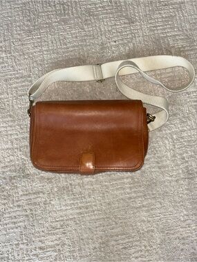 Madewell Brown Leather Crossbody Bag with Cream Strap